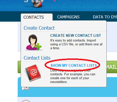 e-mail marketing - Show my contact lists